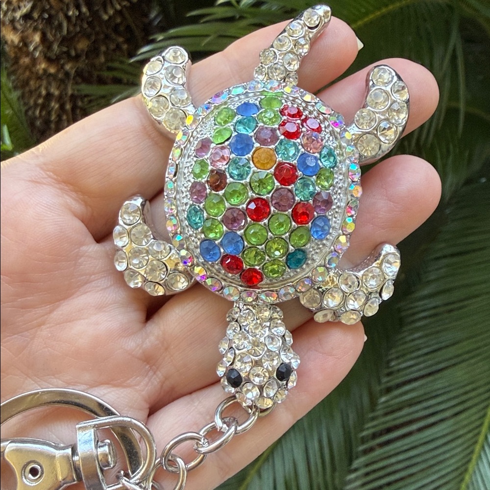 Colorful Turtle Keychain with Rhinestones - Picture 10 of 16